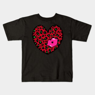 Leopard Heart Kiss, Cheetah Heart, Kiss Kids T-Shirt